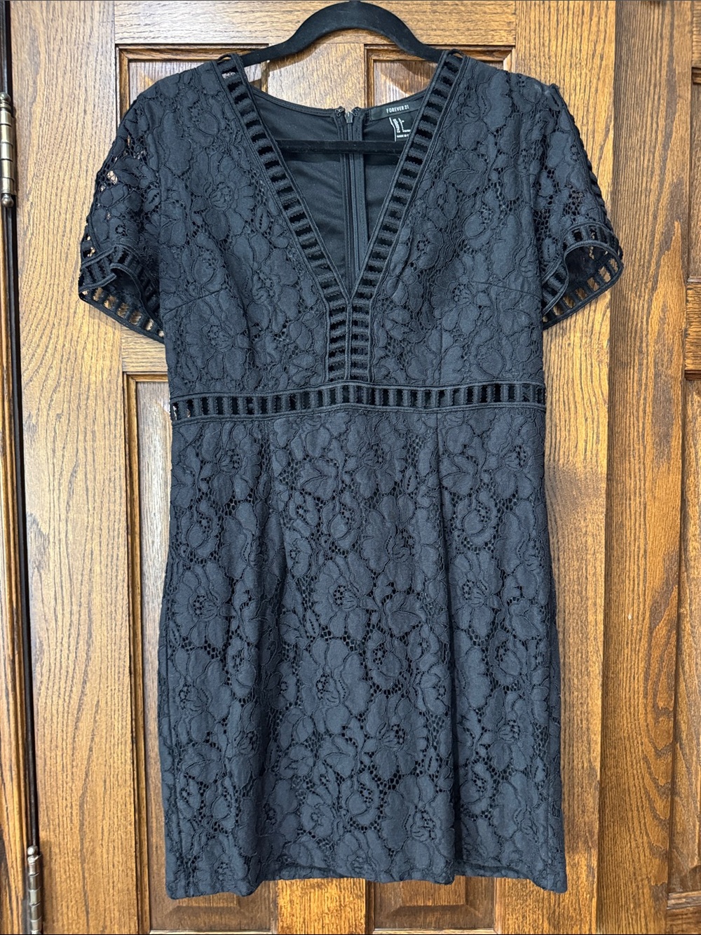 Black Lace V-Neck Mini Dress